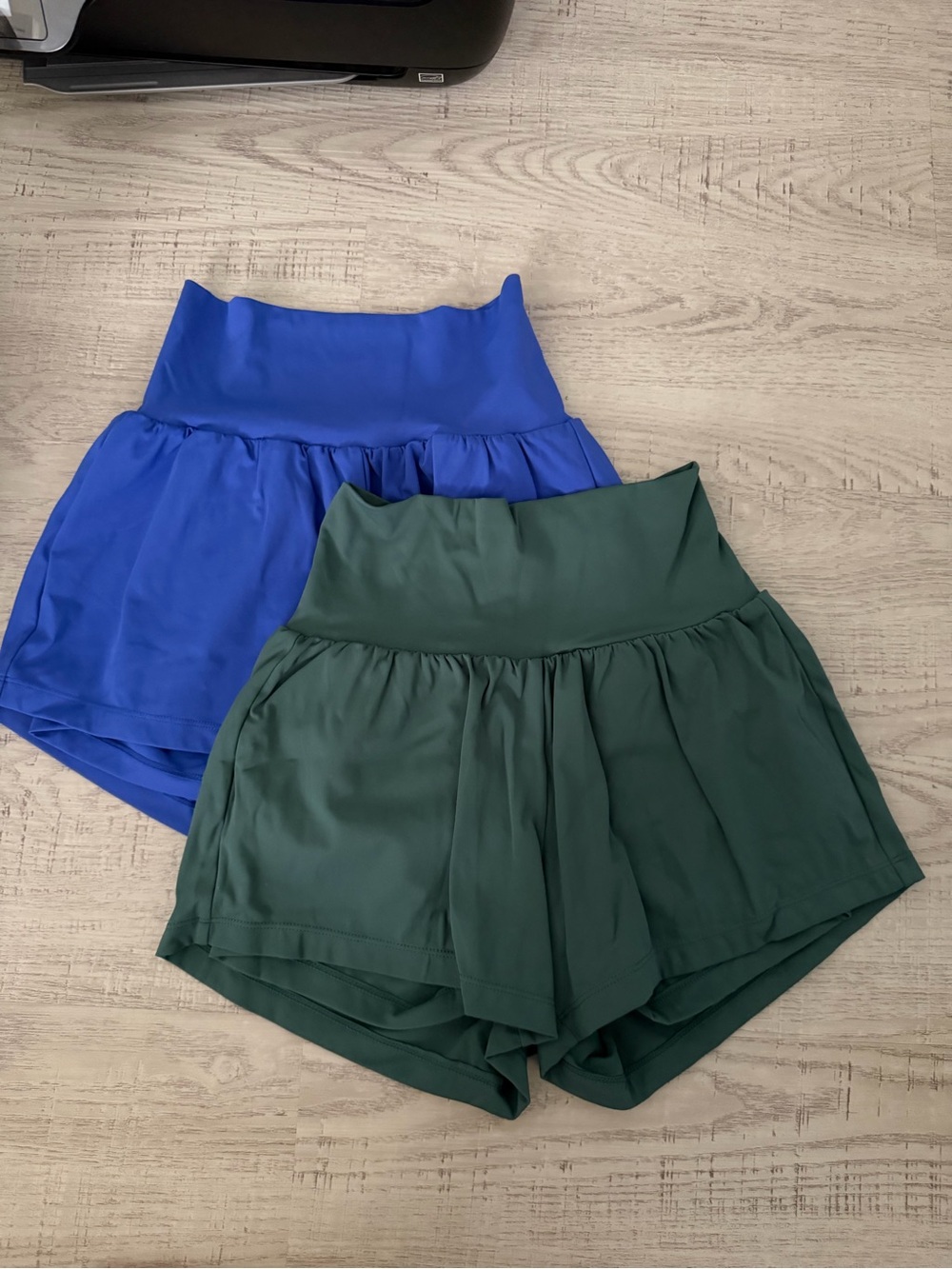 HALARA High-Waist Athletic Shorts in Royal Blue & Forest Green
